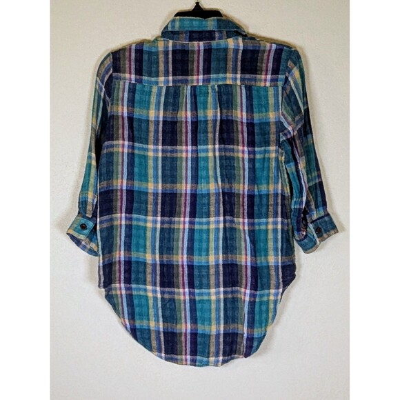 Wet Seal Women’s Sz S Plaid Lined W/ Gingham Button Down Shirt 100% Cotton - Picture 2 of 6